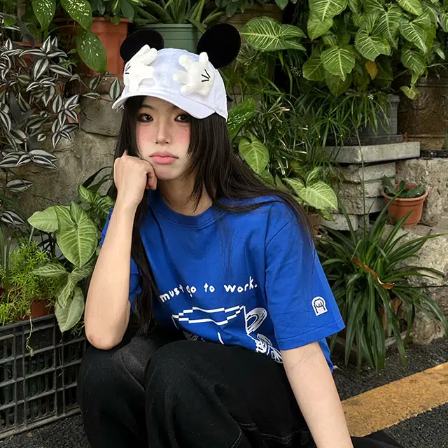 雅鹿 可爱小鼠卡通屁屁主题帽户外出行防晒遮阳时尚潮流少女造型拍照必备大头围显脸小 腈纶 鸭舌帽 男女同款情侣款