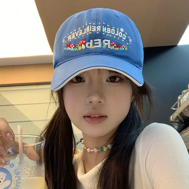 雅鹿 时尚甜美百搭花朵字母刺绣户外出行防晒遮阳学生休闲百搭大头围显脸小 棉 鸭舌帽 男女同款情侣款