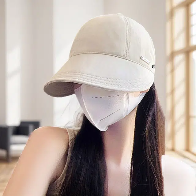 雅鹿 夏季时尚运动高级感休闲户外跑步简约可扎低马尾防紫外线黑胶遮阳户外透气大头围显脸小 聚酯纤维 防晒帽 女款