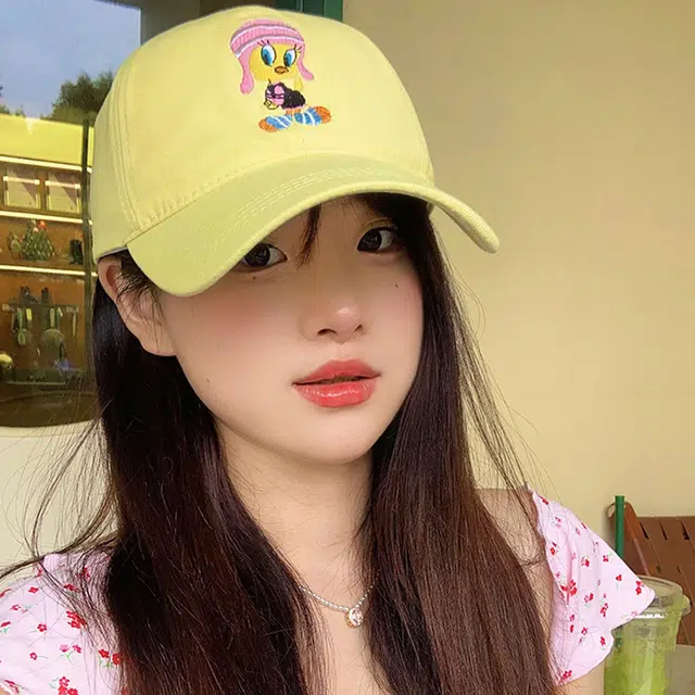 雅鹿 可爱卡通呆萌小黄鸭复古豹纹宽檐春夏季户外出游防晒遮阳学生时尚百搭大头围显脸小 棉 鸭舌帽 男女同款情侣款