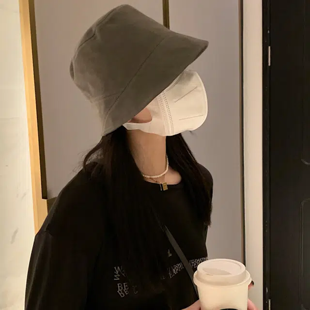 雅鹿 日系素颜遮脸纯色休闲百搭洋气 聚酯纤维 渔夫帽 男女同款情侣款