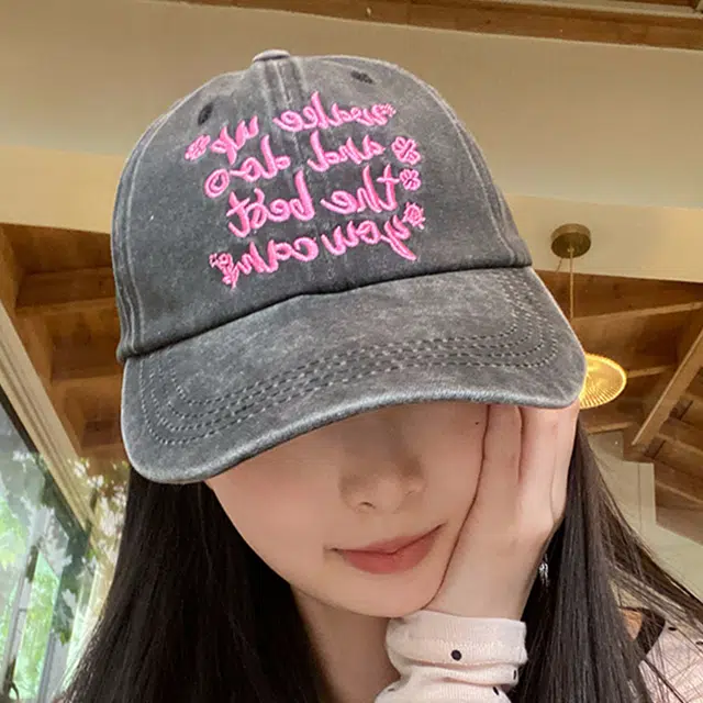 雅鹿 美式复古水洗做旧字母刺绣春夏季休闲学生百搭防晒遮阳大头围显脸小 聚酯纤维 鸭舌帽 男女同款情侣款
