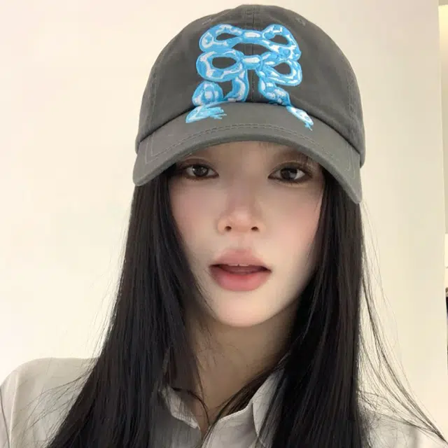 雅鹿 蝴蝶结小蛇刺绣印花水洗做旧户外出行防晒遮阳复古小众大头围显脸小 棉 鸭舌帽 男女同款情侣款