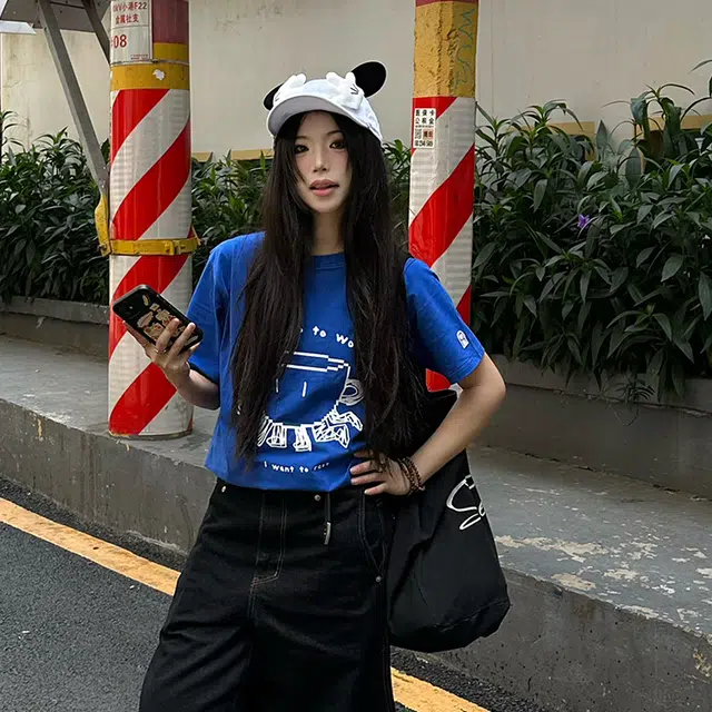 雅鹿 可爱小鼠卡通屁屁主题帽户外出行防晒遮阳时尚潮流少女造型拍照必备大头围显脸小 腈纶 鸭舌帽 男女同款情侣款