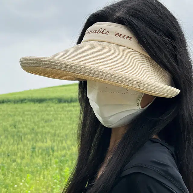 雅鹿 时尚潮流大檐遮阳编织空顶草帽户外骑行透气拍照百搭大头围显脸小 草编 防晒帽 男女同款情侣款