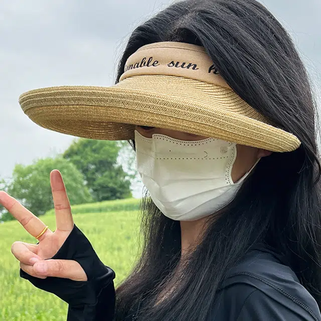 雅鹿 时尚潮流大檐遮阳编织空顶草帽户外骑行透气拍照百搭大头围显脸小 草编 防晒帽 男女同款情侣款