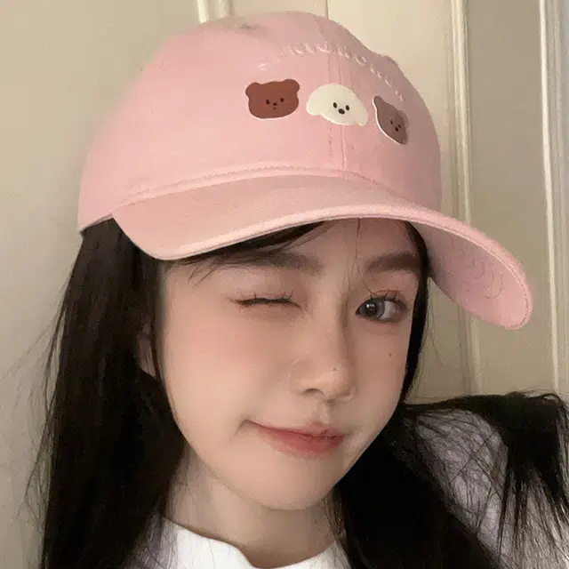 雅鹿 日系可爱卡通小熊春夏季轻薄透气户外出行防晒遮阳时尚百搭大头围显脸小 棉 鸭舌帽 男女同款情侣款