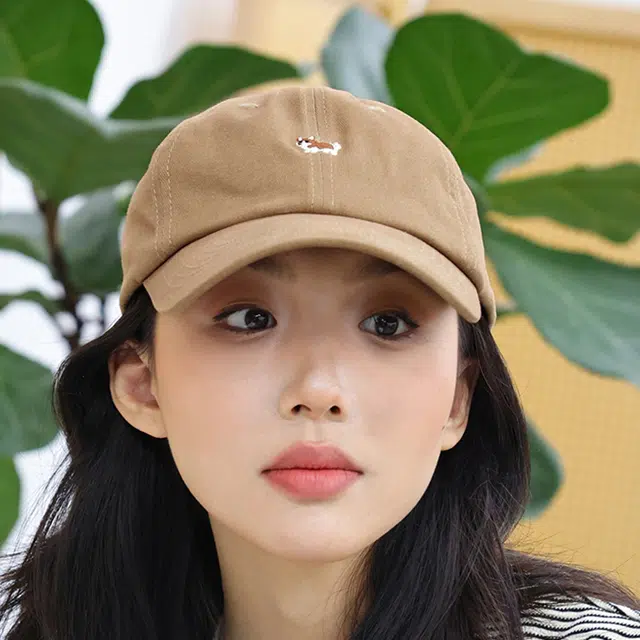 雅鹿 可爱卡通小狗刺绣简约软顶休闲百搭运动风大头围显脸小防晒遮阳 棉 鸭舌帽 男女同款情侣款