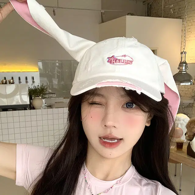 雅鹿 日系可爱兔子长耳朵甜美百搭户外出行棒球防晒遮阳时尚潮流拍照大头围显脸小 棉 鸭舌帽 男女同款情侣款