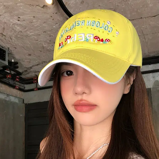雅鹿 时尚甜美百搭花朵字母刺绣户外出行防晒遮阳学生休闲百搭大头围显脸小 棉 鸭舌帽 男女同款情侣款