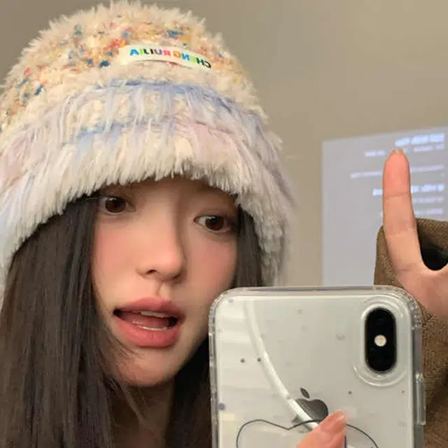 雅鹿 韩版复古毛绒拼色甜美针织帽秋冬季冬保暖护耳冷帽百搭显脸小渔夫帽户外骑行防寒加绒套头帽 棉 绒线帽 男女同款情侣款 礼盒装