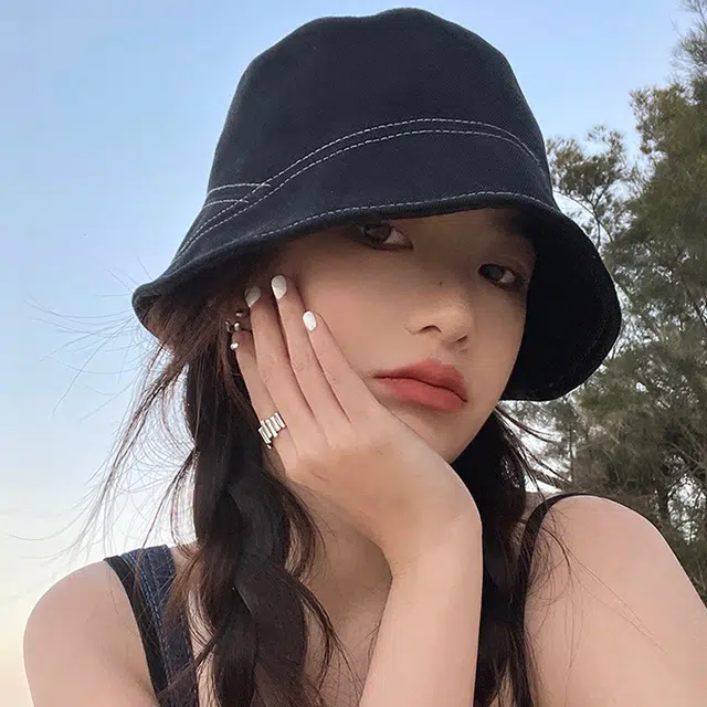 雅鹿 日系素颜遮脸纯色休闲百搭洋气 聚酯纤维 渔夫帽 男女同款情侣款