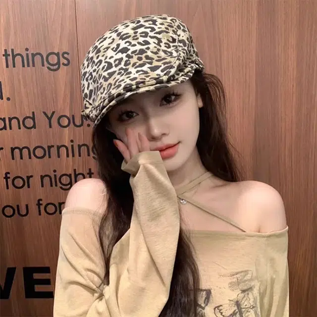 雅鹿 美式复古辣妹豹纹前进帽春夏季小众设计百搭显脸小防晒遮阳画家帽 棉 贝雷帽 女款