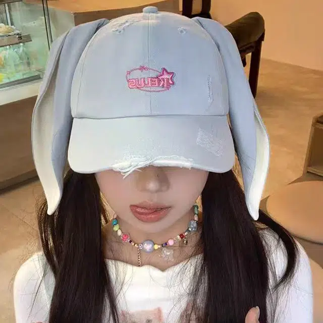 雅鹿 日系可爱兔子长耳朵甜美百搭户外出行棒球防晒遮阳时尚潮流拍照大头围显脸小 棉 鸭舌帽 男女同款情侣款