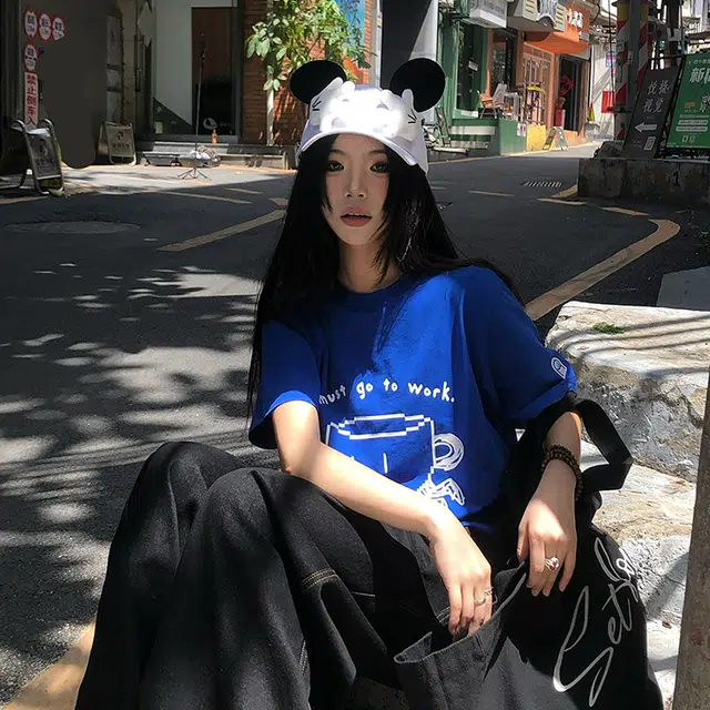 雅鹿 可爱小鼠卡通屁屁主题帽户外出行防晒遮阳时尚潮流少女造型拍照必备大头围显脸小 腈纶 鸭舌帽 男女同款情侣款
