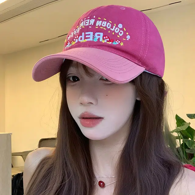 雅鹿 时尚甜美百搭花朵字母刺绣户外出行防晒遮阳学生休闲百搭大头围显脸小 棉 鸭舌帽 男女同款情侣款