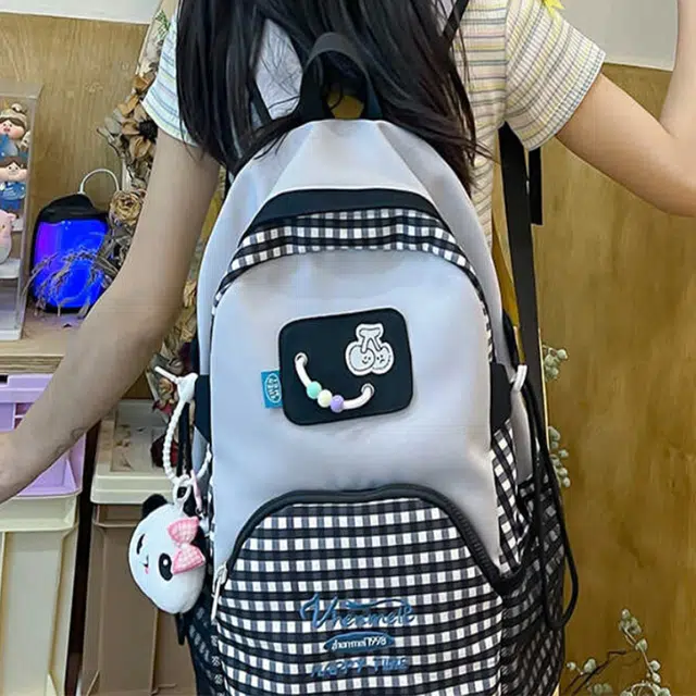 雅鹿 时尚简约拼色轻便学生百搭防泼水 涤纶（聚酯纤维） 双肩包 女款 多色