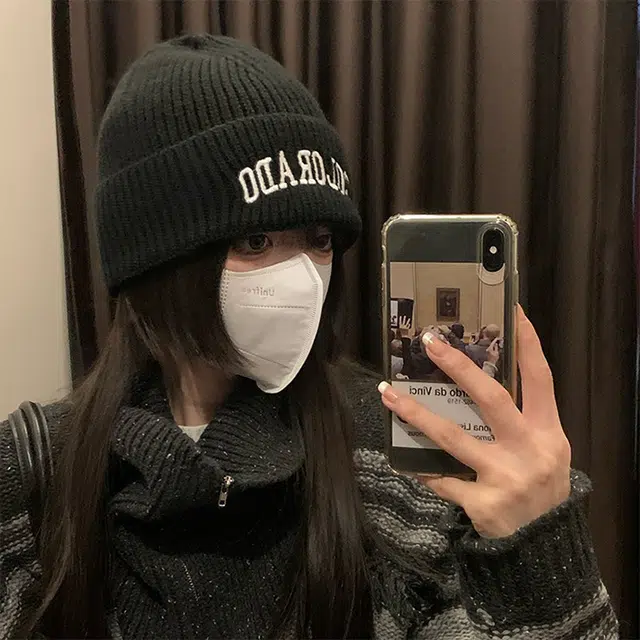 雅鹿 秋冬季字母刺绣保暖加厚帽户外骑行防寒复古针织帽百搭大头围显脸小冷帽 棉 绒线帽 男女同款情侣款