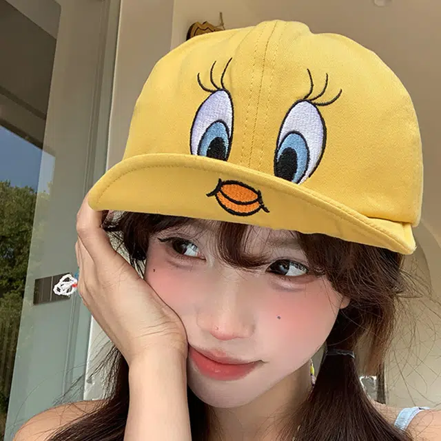 雅鹿 日系可爱小老鼠翻檐卡通搞怪透气户外出行防晒遮阳时尚简约百搭学生大头围显脸小 涤纶 鸭舌帽 男女同款情侣款