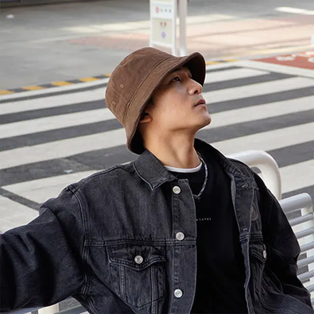 雅鹿 春夏季时尚日系潮流水洗纯色复古百搭嘻哈街头透气户外大头围宽檐防晒遮阳 棉 渔夫帽 男女同款情侣款