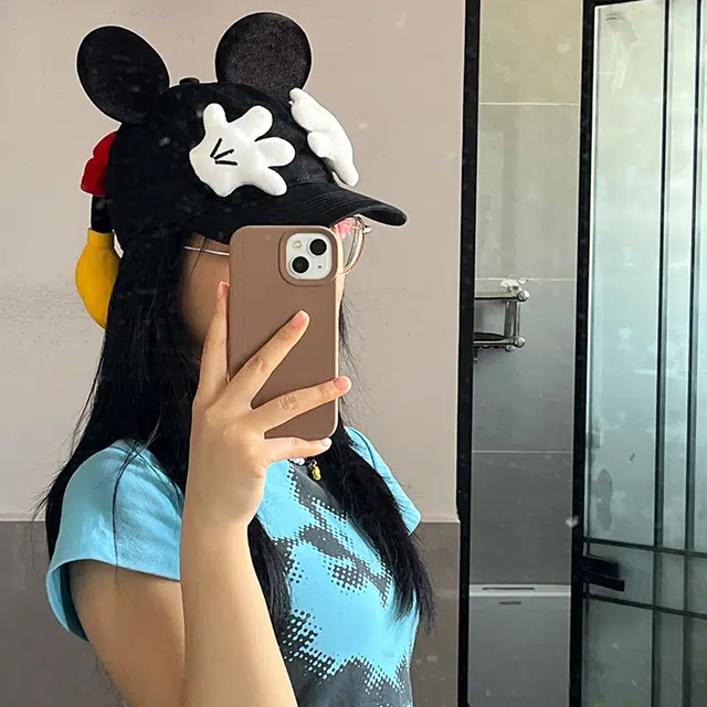 雅鹿 可爱小鼠卡通屁屁主题帽户外出行防晒遮阳时尚潮流少女造型拍照必备大头围显脸小 腈纶 鸭舌帽 男女同款情侣款
