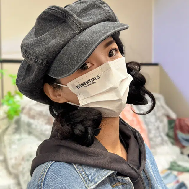 雅鹿 时尚日系做旧复古可爱泰迪狗简约画家帽百搭可拆卸显脸小防晒遮阳画家帽 牛仔布 贝雷帽 女款
