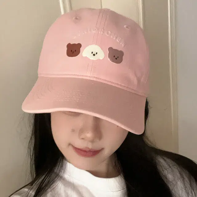 雅鹿 日系可爱卡通小熊春夏季轻薄透气户外出行防晒遮阳时尚百搭大头围显脸小 棉 鸭舌帽 男女同款情侣款