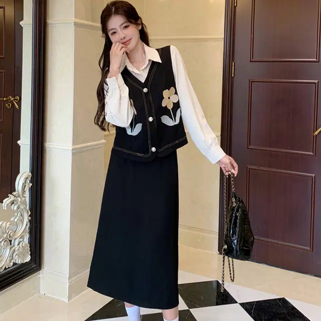 古莲菲 时尚百搭上衣宽松气质长裙裙装套装 女款