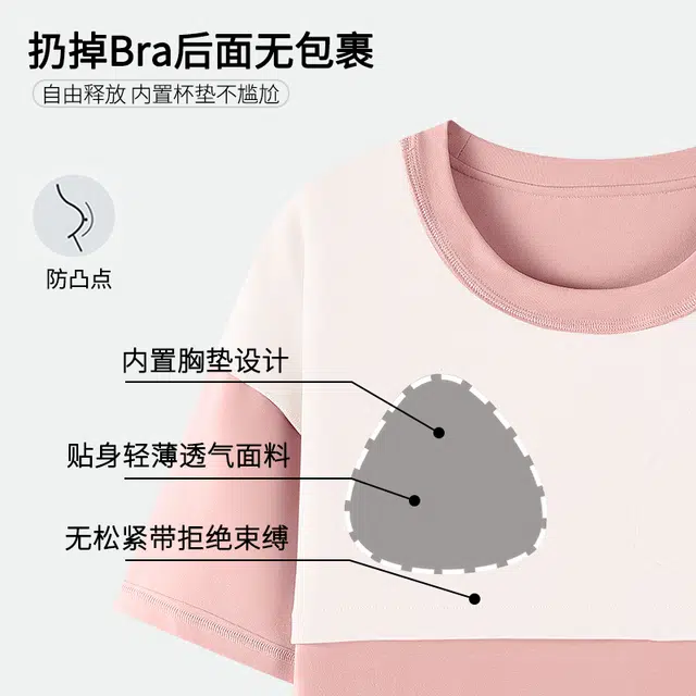 芬腾可安 女夏季薄款带胸垫全棉三件套家居服卡通纯棉短袖短裤长裤可外穿甜美少女透气睡衣套装 女款