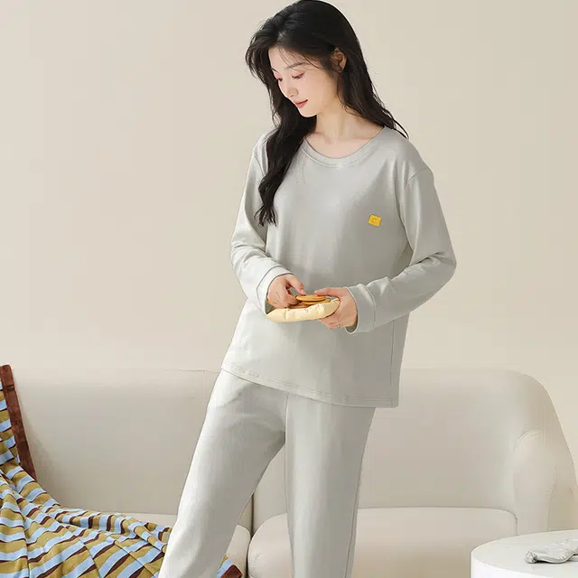 芬腾可安 女春秋季全棉家居服韩版简约纯棉运动套头长袖长裤学生可外穿休闲睡衣套装 女款