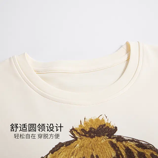 芬腾可安 带胸垫薄款全棉三件套家居服卡通纯棉短袖格子短裤长裤可外穿睡衣套装 女款