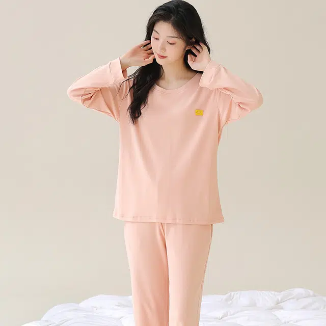 芬腾可安 女春秋季全棉家居服韩版简约纯棉运动套头长袖长裤可外穿学生休闲睡衣套装 女款