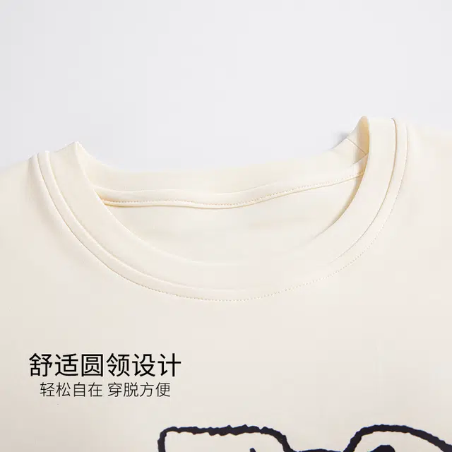 芬腾可安 女夏季薄款带胸垫全棉三件套家居服卡通纯棉短袖格子短裤长裤可外穿学生睡衣套装 女款