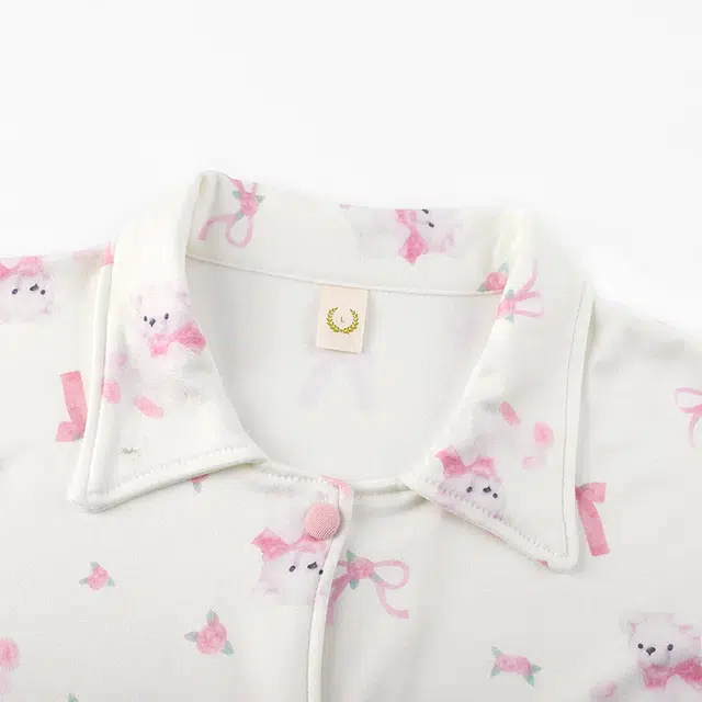 芬腾可安 家居服可爱卡通开衫长袖长裤可外穿休闲甜美睡衣套装 女款 图色