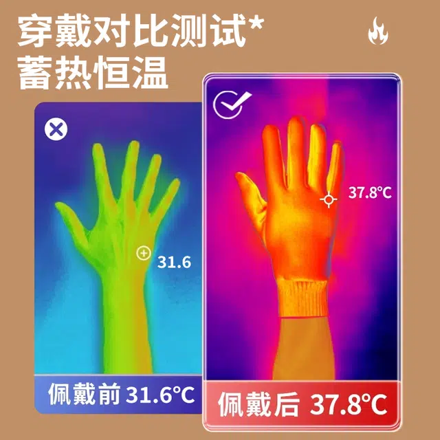 足力健 骑行保暖 户外跑步 可触屏 加厚防风防滑 舒适柔软户外 腈纶 绒线手套 男女同款情侣款