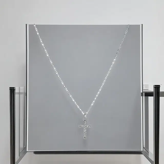 前方大荒野 十字架复古简约百搭轻奢精致高级感小众创意浪漫时尚闪耀 锆石 项链 女款 银色