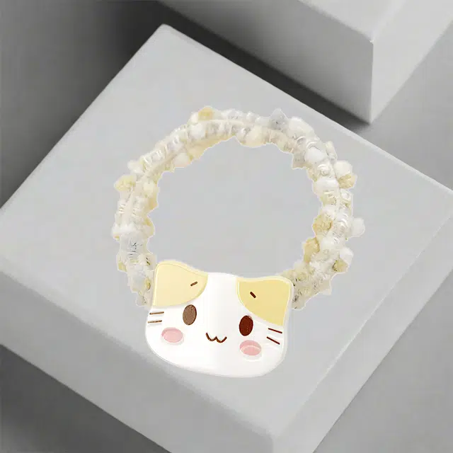 前方大荒野 萌萌猫咪 萌趣可爱少女心 小清新卡通风格 甜美迷人温柔文雅简约时尚 亚克力 发圈 女款