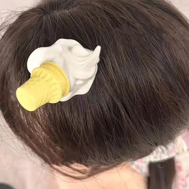 前方大荒野 甜美雪糕创意萌趣可爱迷人小清新时尚小众设计日常百搭 亚克力 发夹 女款