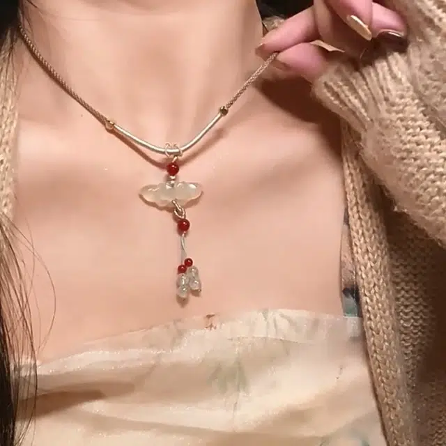 前方大荒野 睡莲转运珠锁骨链好运莲莲招财纳福新中式时尚潮流轻奢独特文雅精致#好运 菩提根 项链 女款