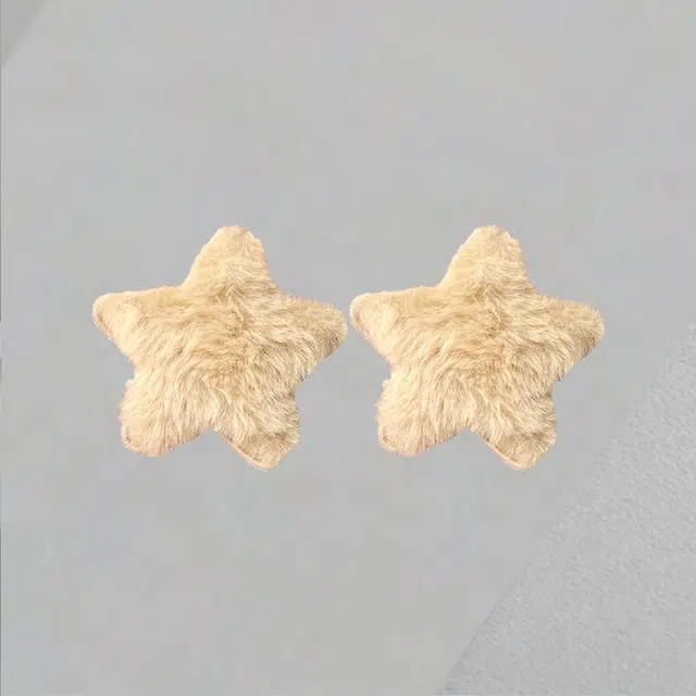 前方大荒野 毛绒小星星卡其色鸭嘴夹甜美温柔可爱萌趣前额碎发刘海夹编发无痕夹萌趣可爱甜美小清新日常多巴胺百搭发卡 树脂 发夹 女款