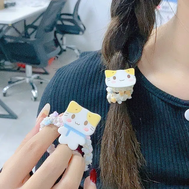 前方大荒野 萌萌猫咪 萌趣可爱少女心 小清新卡通风格 甜美迷人温柔文雅简约时尚 亚克力 发圈 女款