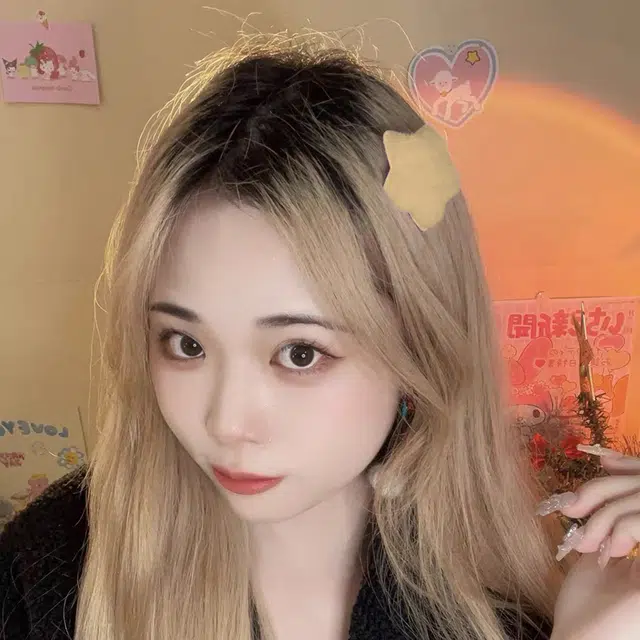 前方大荒野 毛绒小星星卡其色鸭嘴夹甜美温柔可爱萌趣前额碎发刘海夹编发无痕夹萌趣可爱甜美小清新日常多巴胺百搭发卡 树脂 发夹 女款