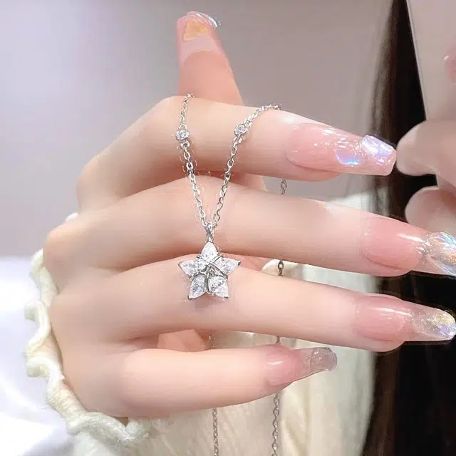 前方大荒野 许愿星锁骨链闪亮幸运星星镶钻轻奢独特小众设计时尚精致 合金 项链 女款