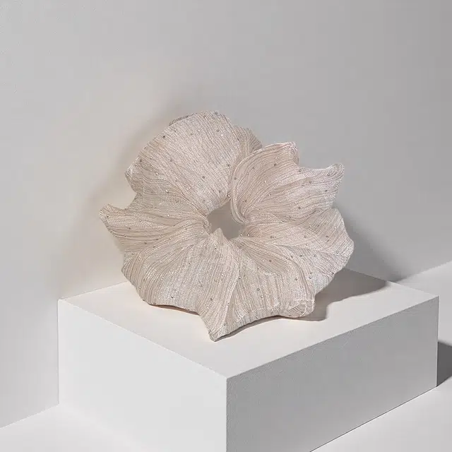 前方大荒野 满天星网纱大肠圈香槟色高级感韩式发绳扎头发头花马尾日常百搭#好运 布艺 发圈 女款