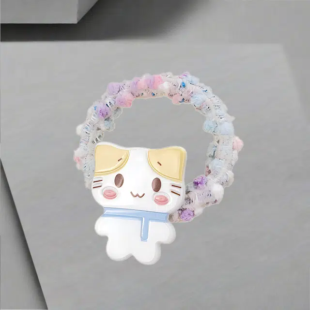 前方大荒野 萌萌猫咪 萌趣可爱少女心 小清新卡通风格 甜美迷人温柔文雅简约时尚 亚克力 发圈 女款