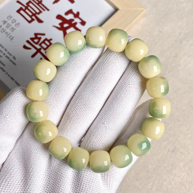 前方大荒野 小青柠多福多财国风时尚新中式潮流时尚小众设计吉祥如意精致时髦清新自然 菩提根 手串 女款