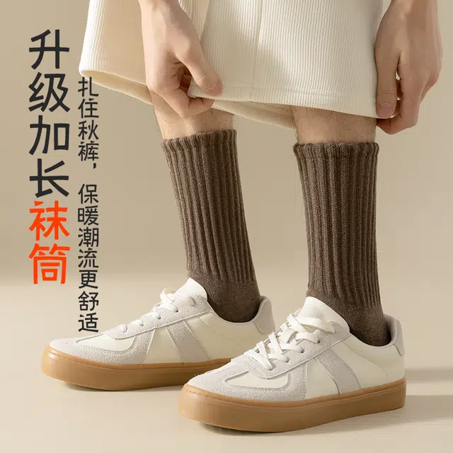 黛梦恋 加绒加厚防臭吸汗毛巾袜中筒袜 男款