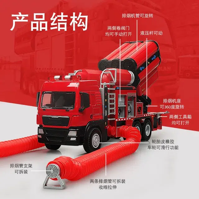 喜顽童 合金汽车火场灭火通风车 排烟消防车 玩具仿真车收藏车模