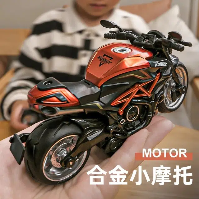 喜顽童 摩托车玩具男孩仿真合金机车赛车儿童仿真玩具车小汽车 成品模型