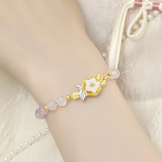老凤祥 花神月韵 十二花神  花香满溢知足常乐温润细腻月月吉祥 新中式国潮古典风 轻奢风格时尚百搭#好运 玛瑙 手链 女款
